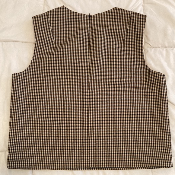 Theory Focha Wool Blend Plaid Sleeveless Crop Top Brown Size M - Picture 10 of 11